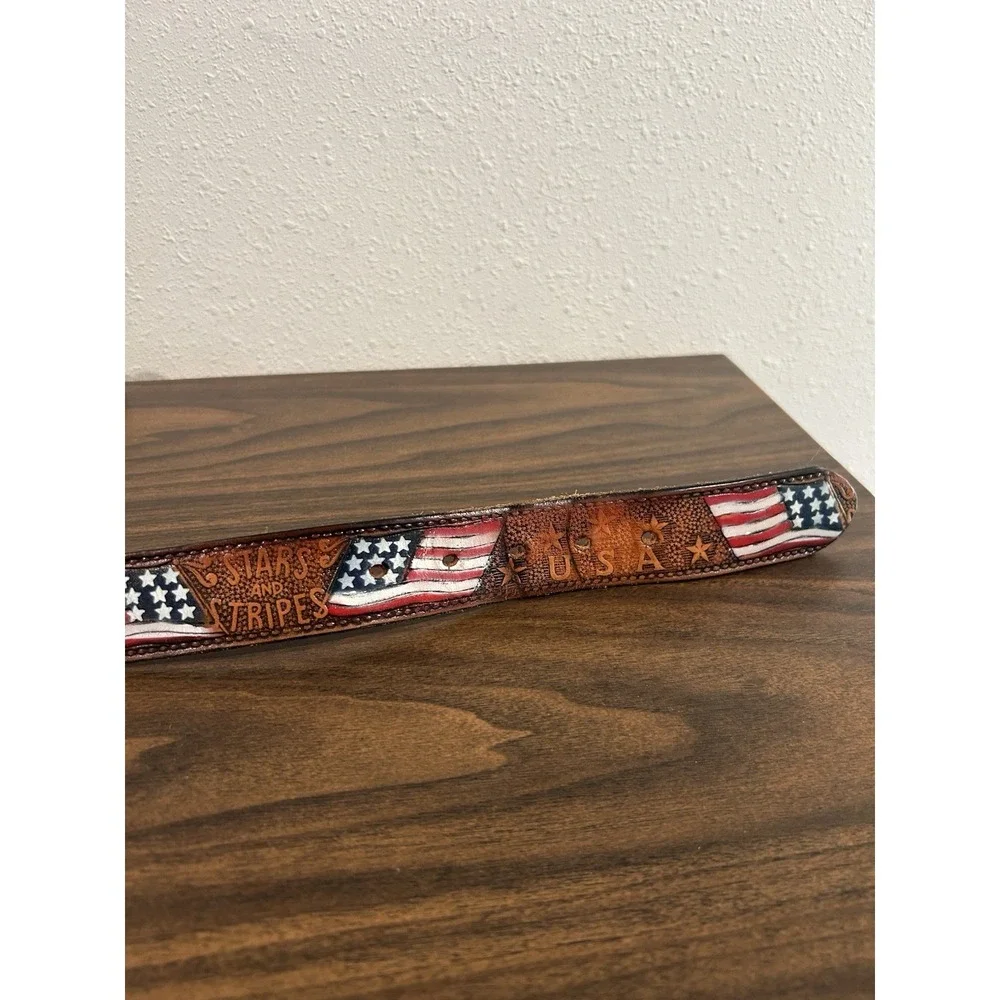 Brushy Creek Genuine Leather American Flag Stars & Stripes USA Made Size 30